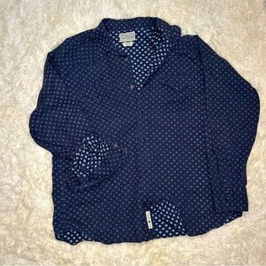 Lucky brand pearl button up long sleeve shirt snowflake pattern navy XXL